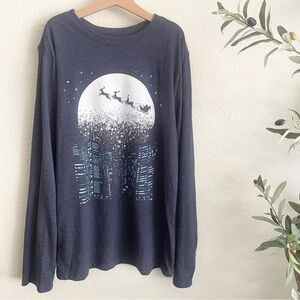 Cat & Jack Santa and Reindeer Long Sleeve Shirt Size XL (16) Boy